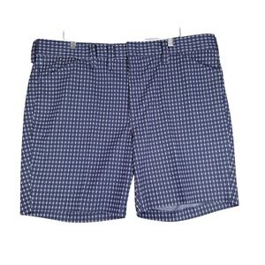 Vintage Farah Polyester Shorts Mens 42x7 Blue White Check Polyester Made in USA